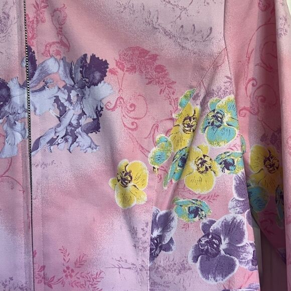 Erin London Vintage Pink Floral Zip Jacket Sz M - Picture 3 of 8